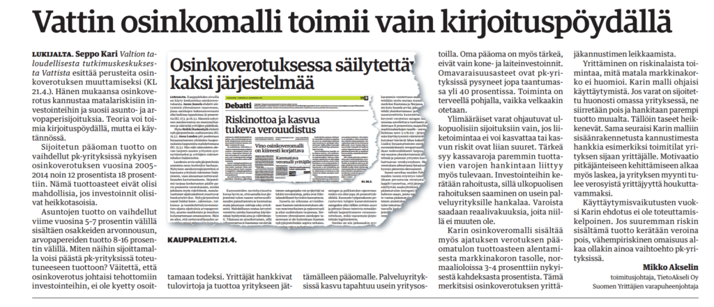 Mikko Akselin - Vattin osinkomalli toimii vain kirjoituspöydällä